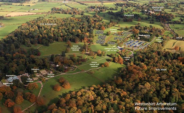 Aerial view of Westonbirt Arboretum