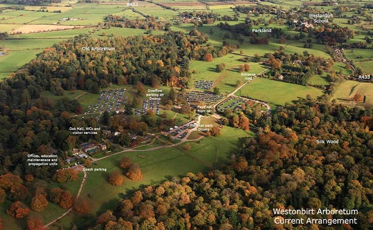 Aerial view of Westonbirt Arboretum